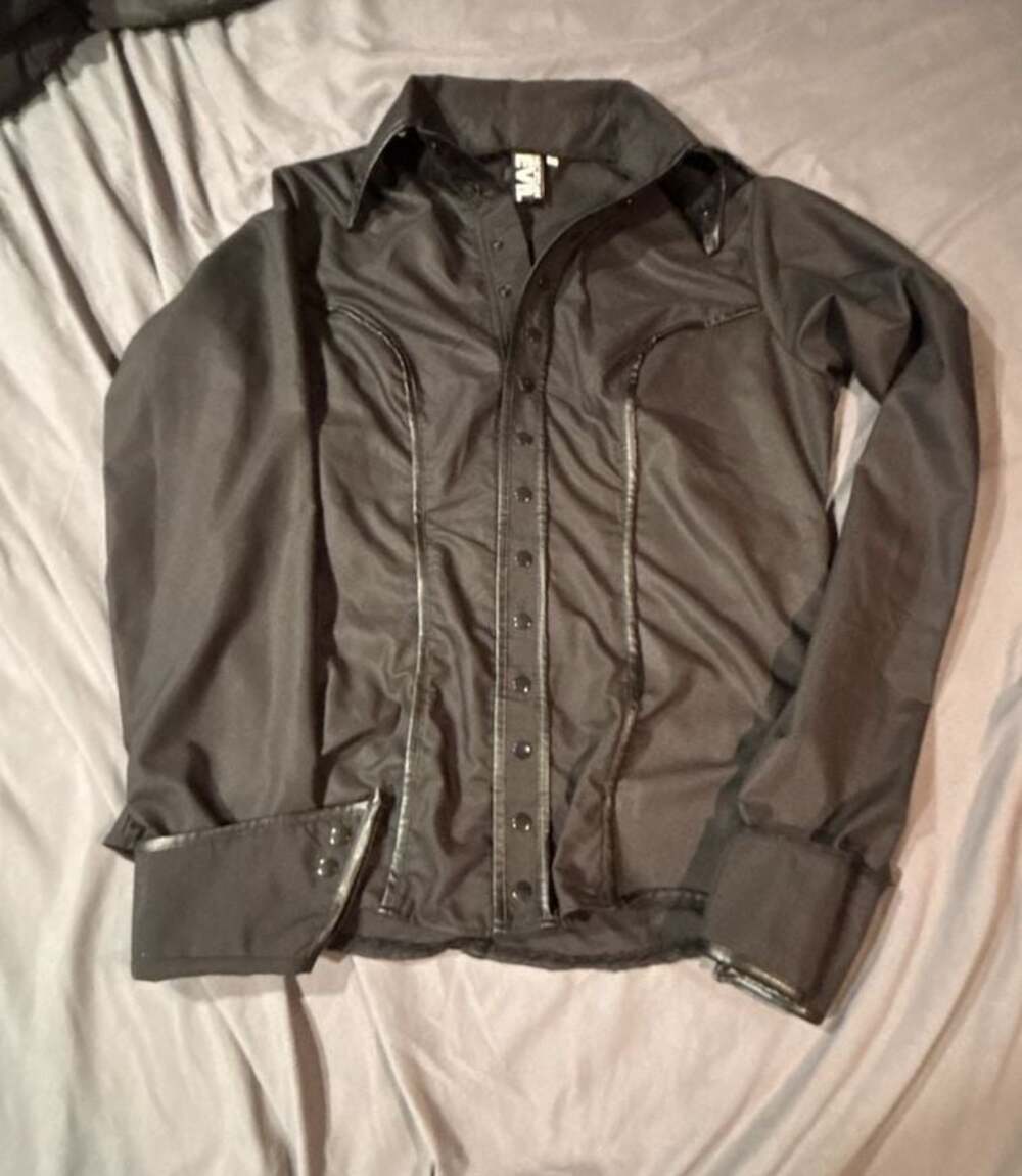 Necessary Evil Black Gothic Large Long Sleeve Button-Up Shirt
